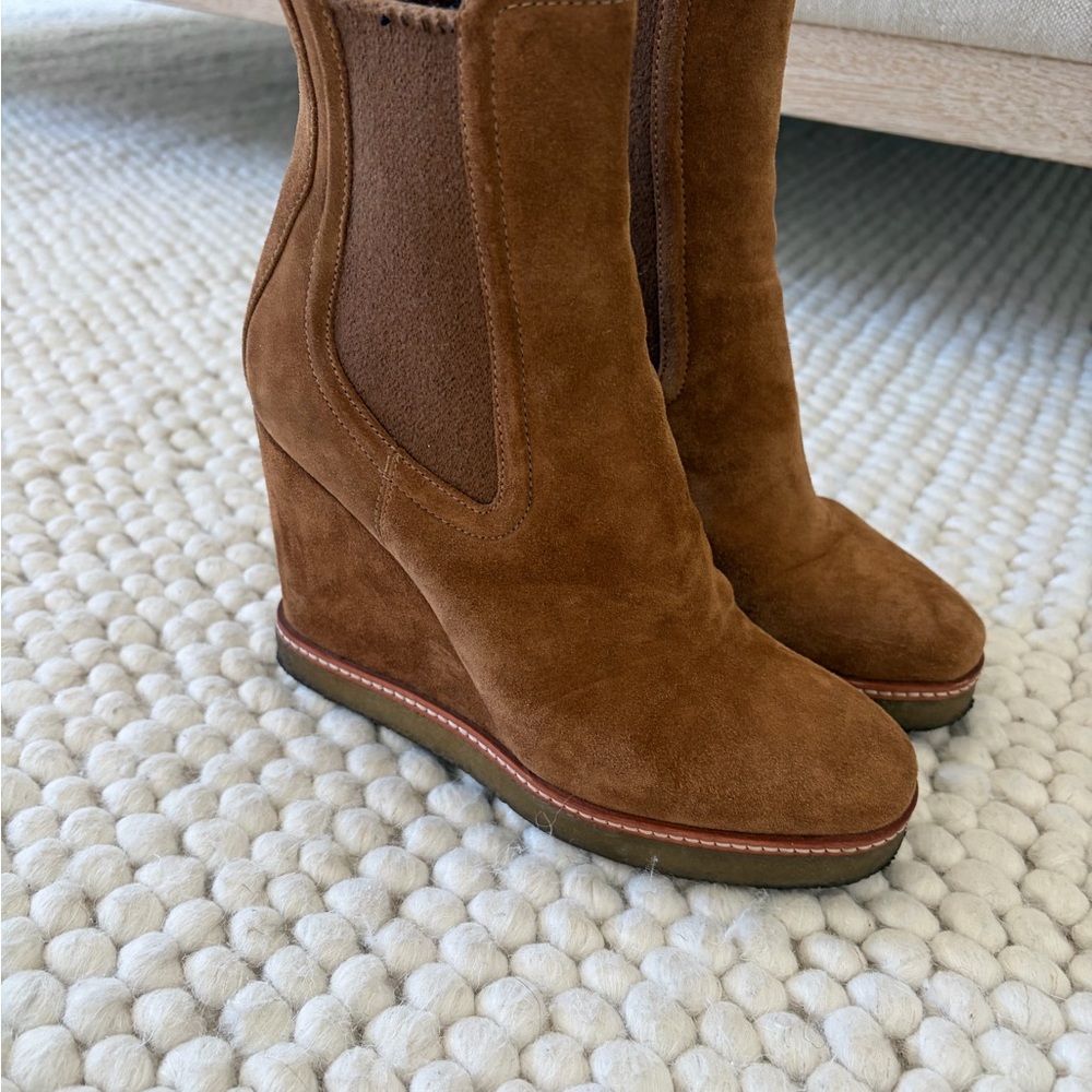 Veronica Beard Suede Wedge Booties
